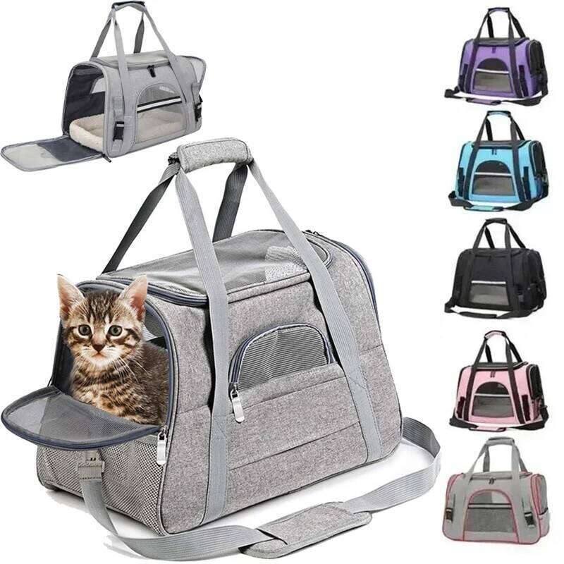 Portable Travel Mesh Dog Carrier Bag with Thick Cotton Cushion Pet Aviation Backpack Anti-suffocation Outdoor 26H0130