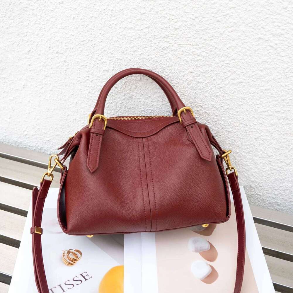 Genuine Grade Leather Women's Shoulder Crossbody Luxury Designer Brand Soft Cowhide Female Handbag High Quality Bowling Bag