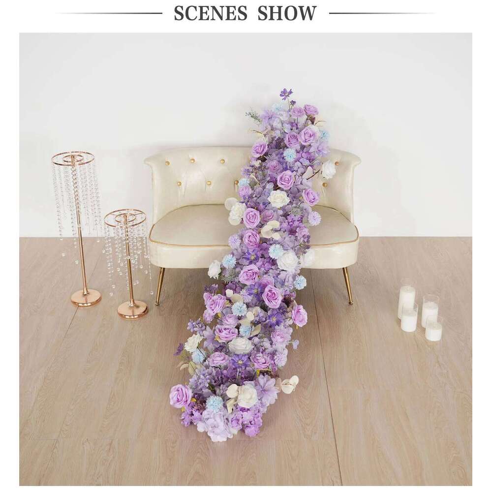 Uflower 100cm Purple Wedding Arch Hydrangea Floral Arrangement Table Centerpiece for Flower Ball Party Decoration Y260130