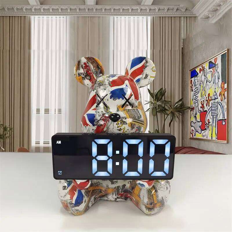Violent Bear Electronic Alarm Clocks, Living Room, Bedroom, Bedside Table Decoration, Desktop, Luminous, Silent Digital Clock W260130
