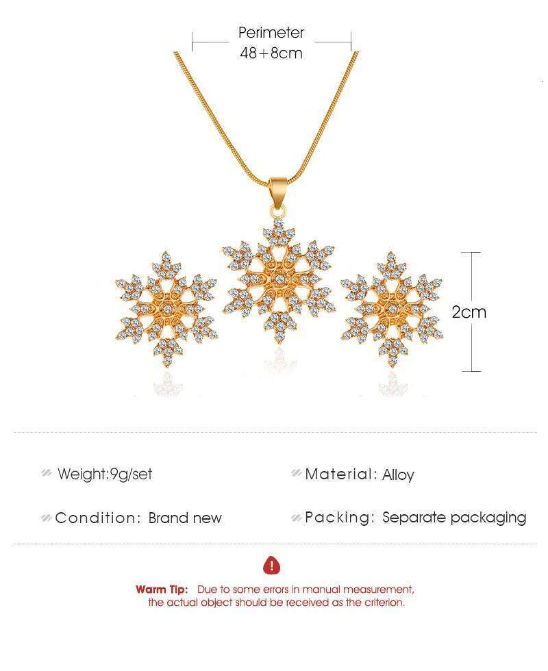 3 Pcs New Snowflake Necklace Earrings For Women Christmas Luxury Jewelry Set Accessories Valentine's Party Gifts 2021