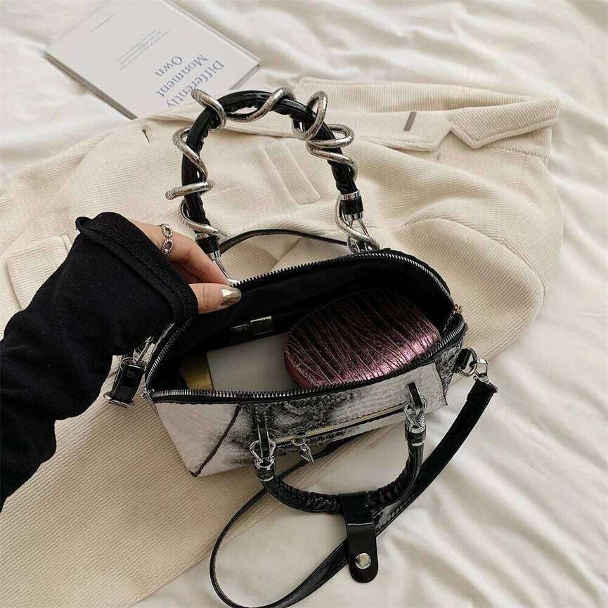 TAURUSCIAGA Creativity Luxury Bags For Women Crocodile Pattern Top-Handle Shell Bag With Snake Hardware Wild Shoulder Crossbody Handbags Niche Tote Ba