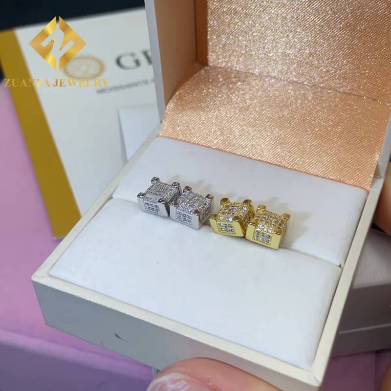 925 Sterling Silver VVS Moissanite Iced Out Stud Earring with GRA Past Diamond Test Moissanite 82mm Stud Earring Mens Women