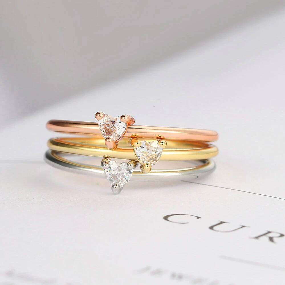 ZHOUYANG Dainty Rings For Women Minimalist Sweet Heart Zircon Gold Color Thin Ring Proposal Party Gift Fashion Jewelry KBR014 XJ260130