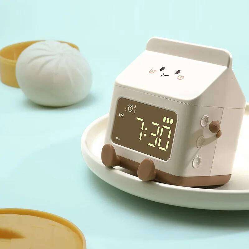 New Mini Creative Milk Box Digital Alarm Date Display Countdown Cute Electronic Bedroom Table Clock Home Decor W260130