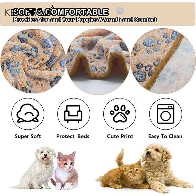 EFF Dog Bed Soft Fluffy Cute Paws/Elephant Pattern Pet Travel Mat Warm Comfortable Blanket for Cat Dogs 26W01130