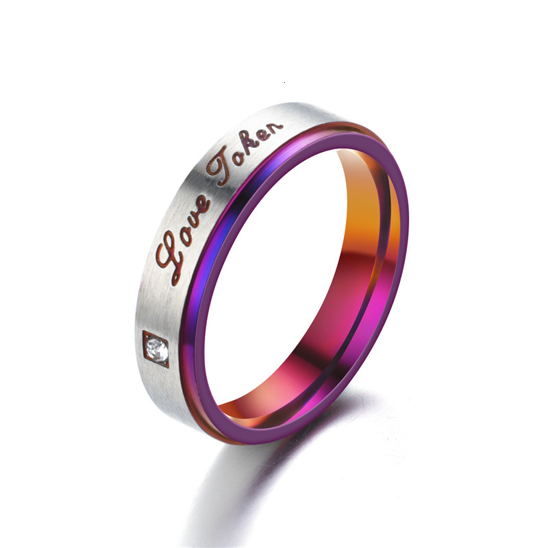 Fashion Couple New Color Purple LOVE Diamond-Studded Rings Factory Direct Sale Large Volume Discount