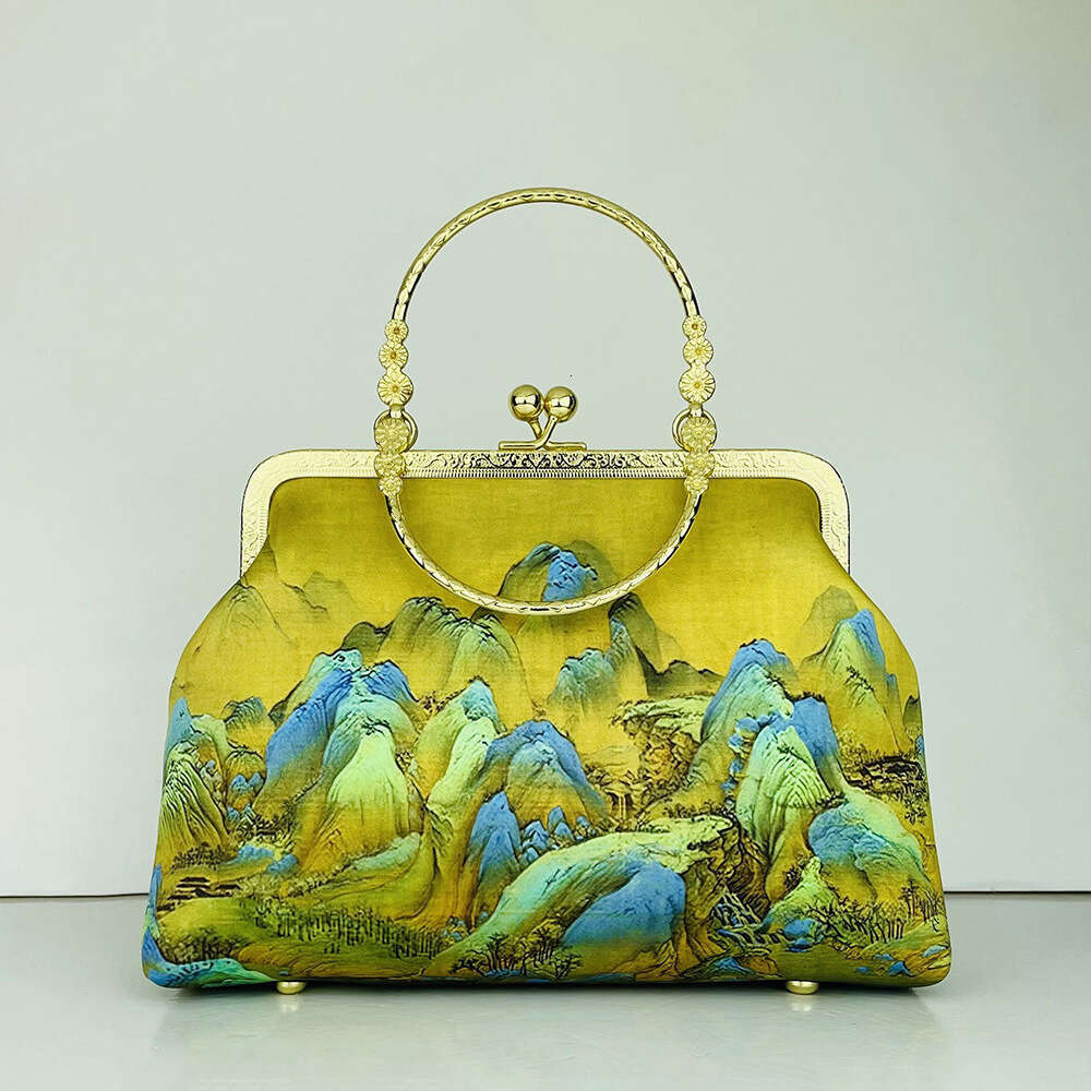 Thousands Miles Of Rivers And Mountains Only This Green Finished Hanfu Cheongsam Chinese Style Versatile Crossbody Shoulder Handbag Women's Bag M