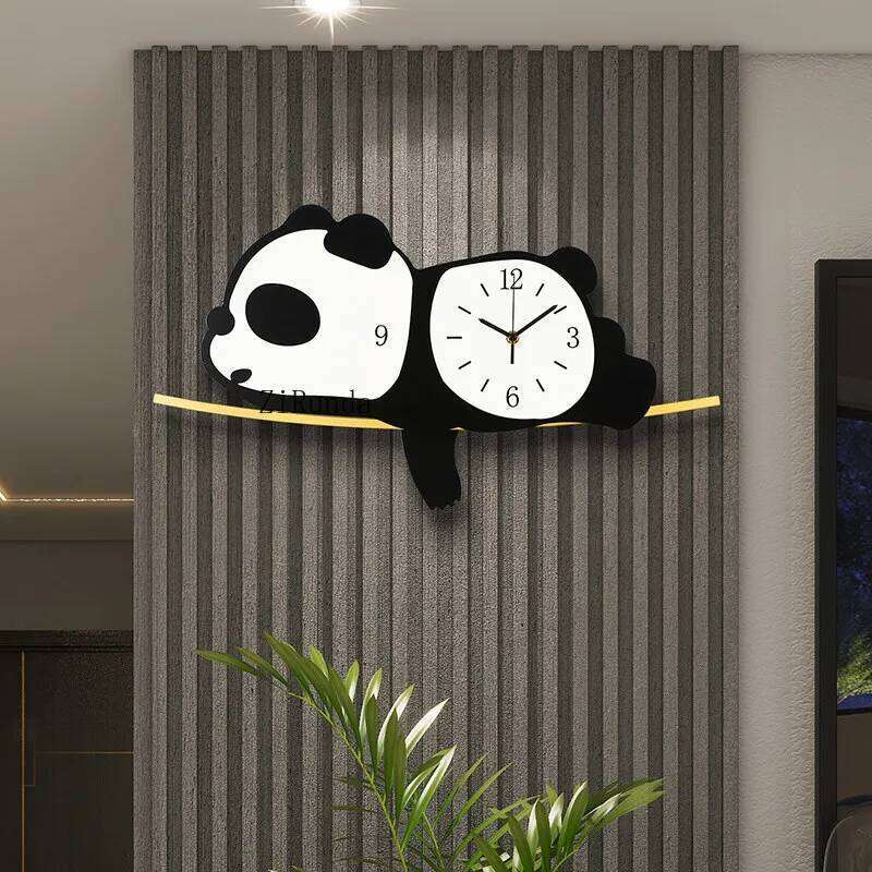 Panda living dining room background wall cartoon cute simple creative no punch clock W260130