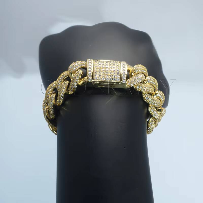 2026 new style Moissanite Chain 15mm D VVS Moissanite 925 Silver Cuban Chain Hiphop Iced Out Moissanite Cuban Link Chain