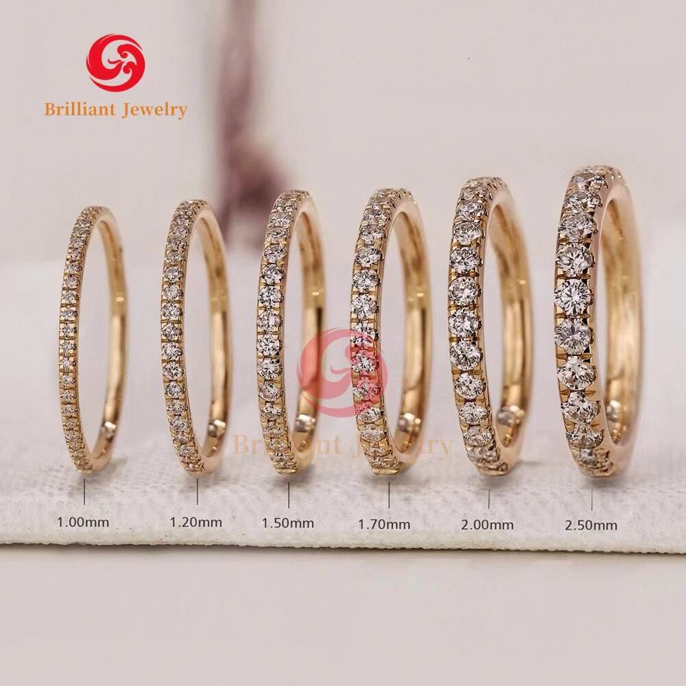 2MM DEF VVS VS Round Diamond Jewelry Wedding Band 18K Solid Gold HPHT CVD 1mm - 30mm Lab Grown Diamond Ring