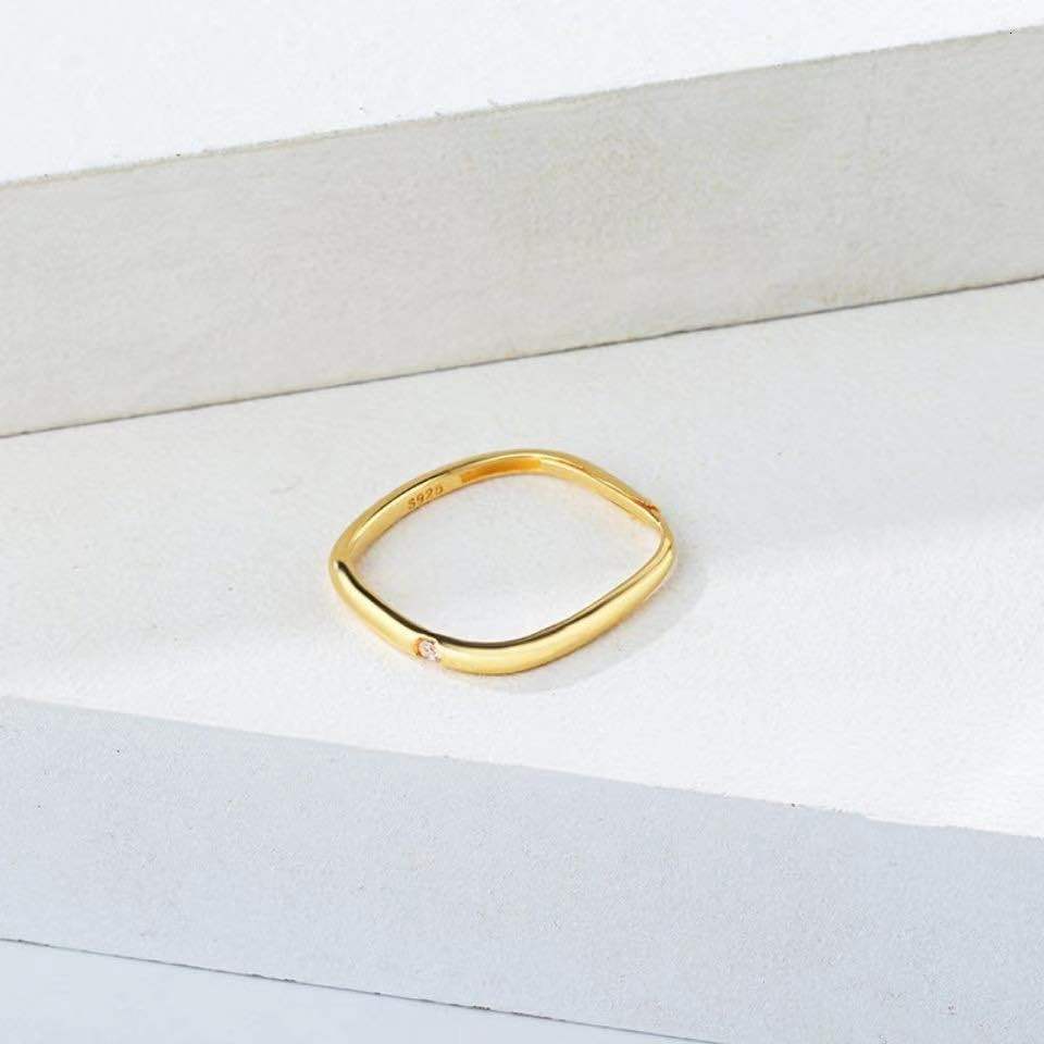 Fashion New Square Diamond Inlaid with Diamonds Xiaohongshu Douyin Internet Celebrity Tail Ring Direct Supply from Manufacturer