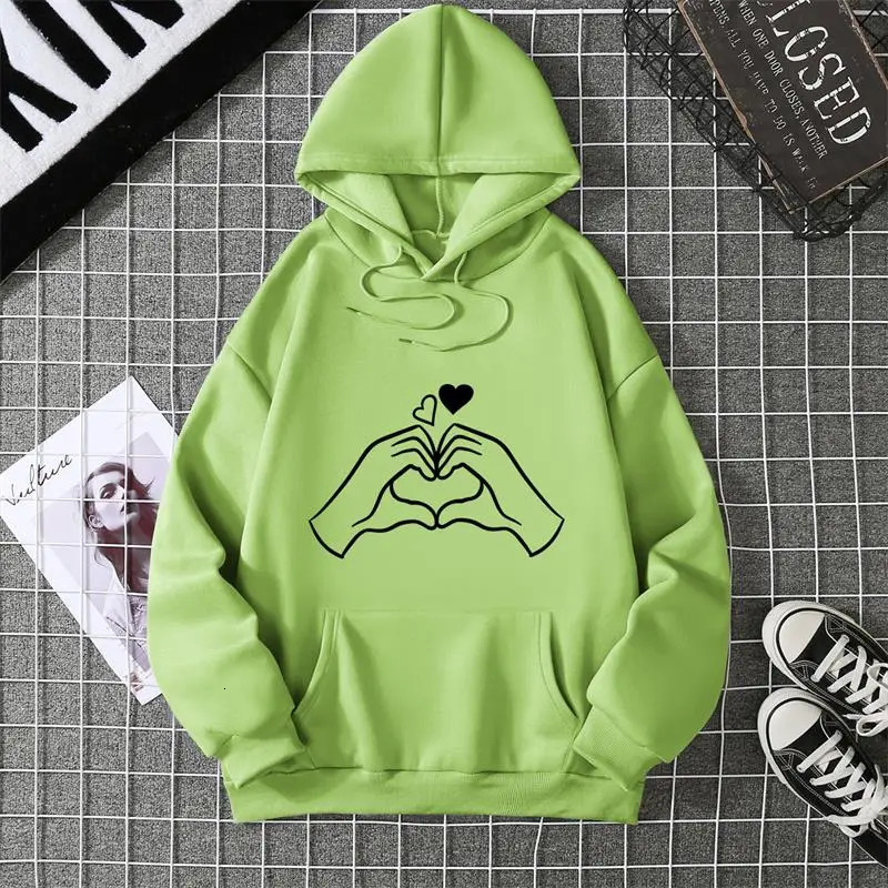 Autumn Hoodie Womens Casual Hooded Sweatshirt Creative Matching Streetwear Heart Pattern Monogram 260127