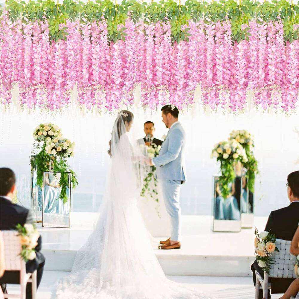 Artificial Vine Ivy Leaf Garland for Home Wall Plant Fake Decor Wedding Flower Arch 110cm Wisteria Y260130