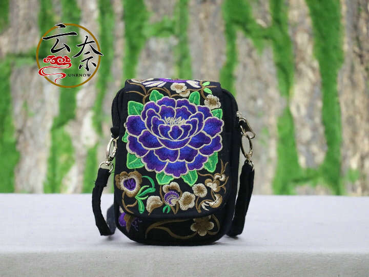 Ethnic Style Double-Layer Flip Embroidered Embroidery Mini Small Coin Purse Phone Bag