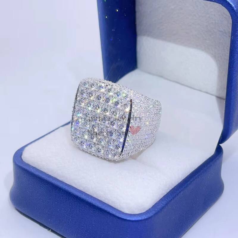 2026 Hot Sell hip hop ring Drop Shipping White Gold Iced Out GRA vvs Moissanite Diamond Ring for Men
