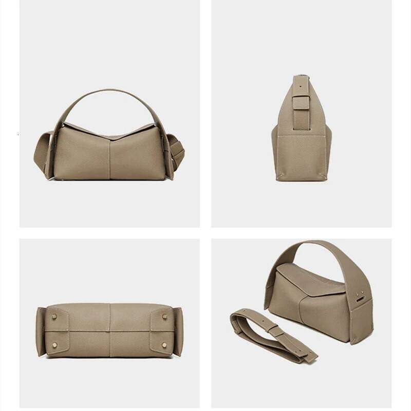 Burminsa Cowhide Genuine Leather Tote Handbags For Women New 2025 Luxury Designer Minimalist Hobo Ladies Shoulder Crossbody Bags