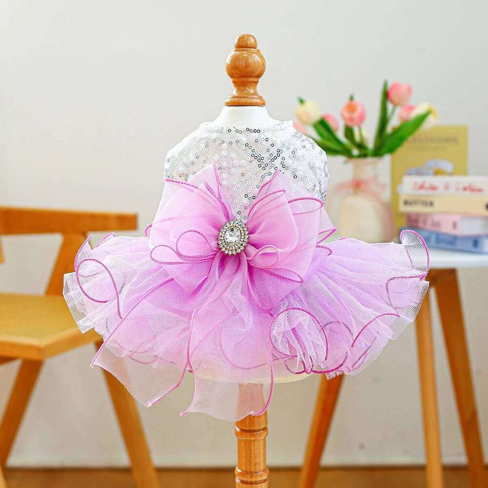 Dream Fairy Purple Pet Clothes Sequined Princess Tutu Wedding Dress H260129