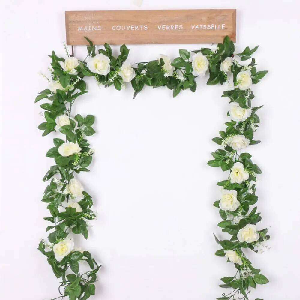 Fake Silk Flower Decoration Elegant Artificial Rose Garland Wedding Party Decor Realistic for Mantle W260130