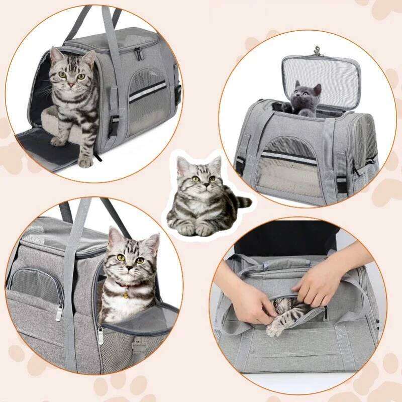 Cat Soft-Sided Portable Dog Mesh Breathable Carrier Bags Foldable Cats Handbag Travel Pet Transport Bag 26H0130