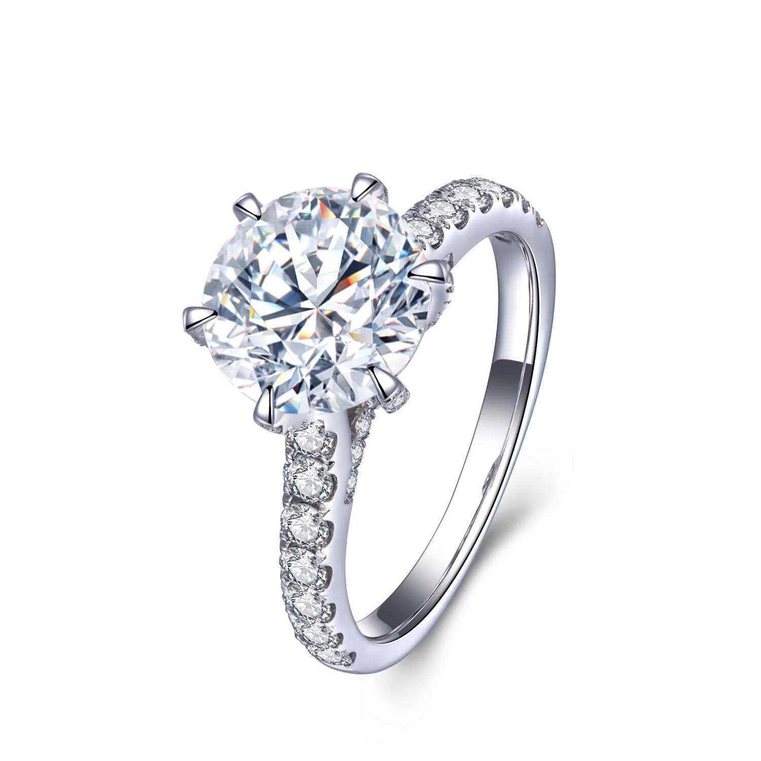 Ready to Ship MSR-326 Trendy Design PT950 Solitaire Diamond Ring 108ct E VVS2 Round Shape Lab Grown Diamond Ring