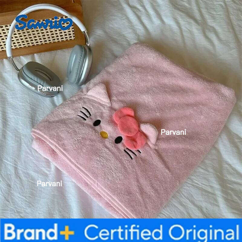 Sanrio Cartoon Hello kitty anime dry hair hat cute skirt bath coral fluff towel water absorption artifact household kawaii H2601301