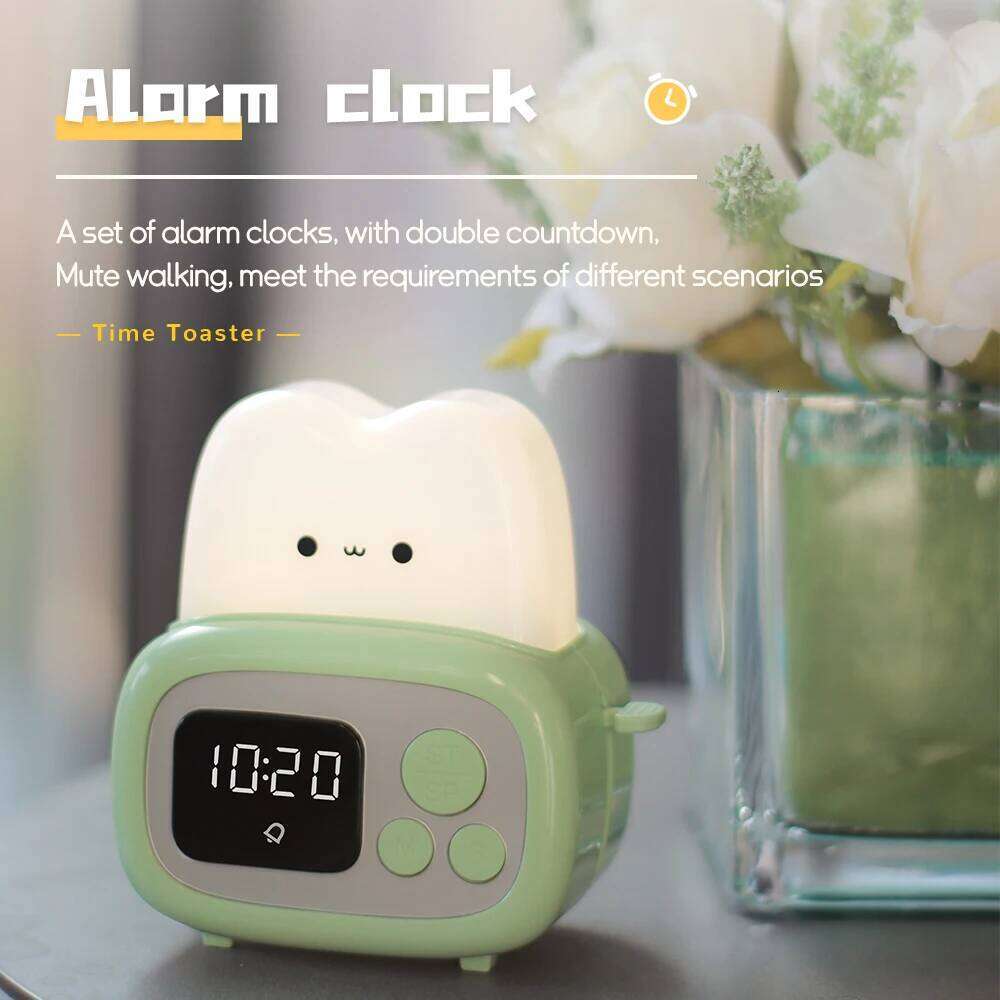 1pc new LED toaster alarm clock, creative cartoon nightlight with timing function, ins wind bedside decoration W260130
