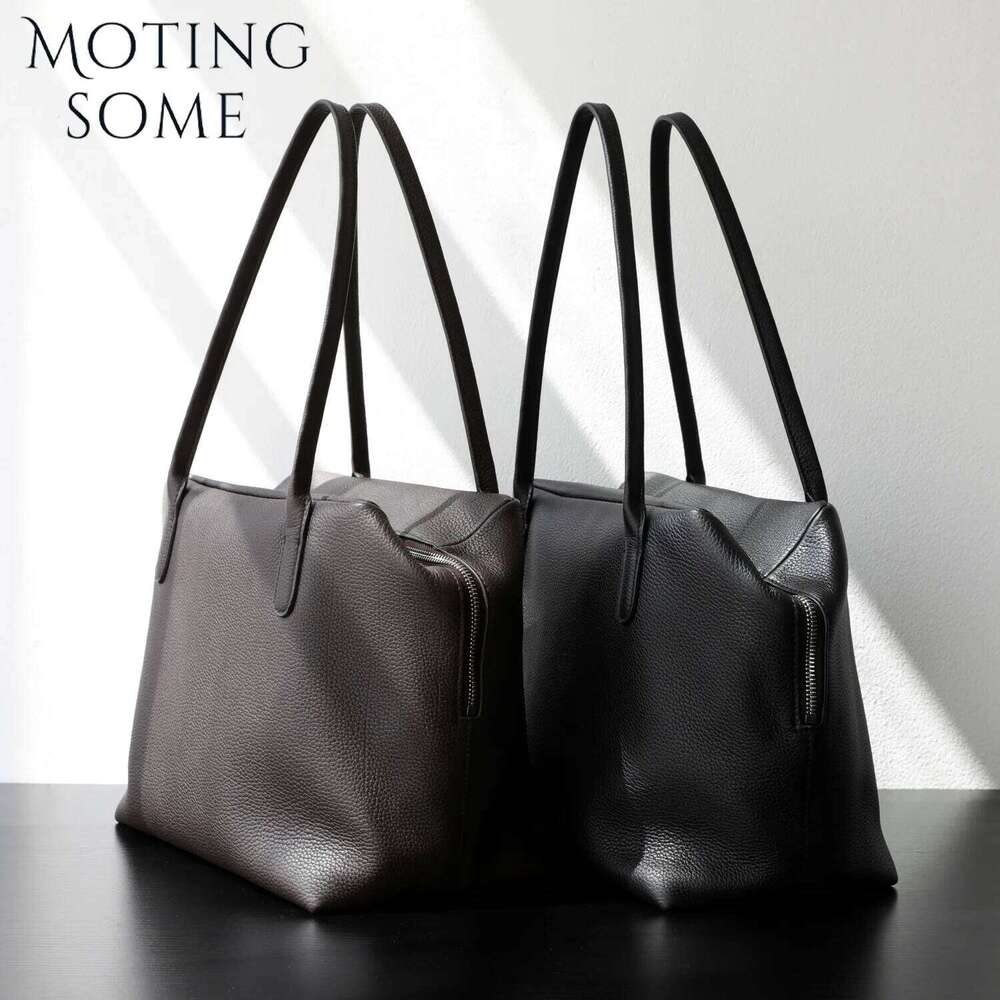 Motingsome Genuine Leather Bag Woman Luxury Designer Bags Niche Cowhide Underarm Bowling Tote Minimalist Shoulder Handbag 2025