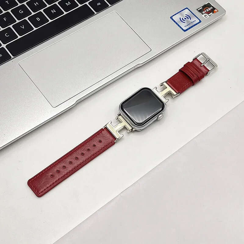 Professional Leather Apple Watch Band with Metal Detail Compatible with iWatch Series 4 5 6 7 8 9 10 38mm 40mm 41mm 42mm 44mm 45mm 46mm 49mm