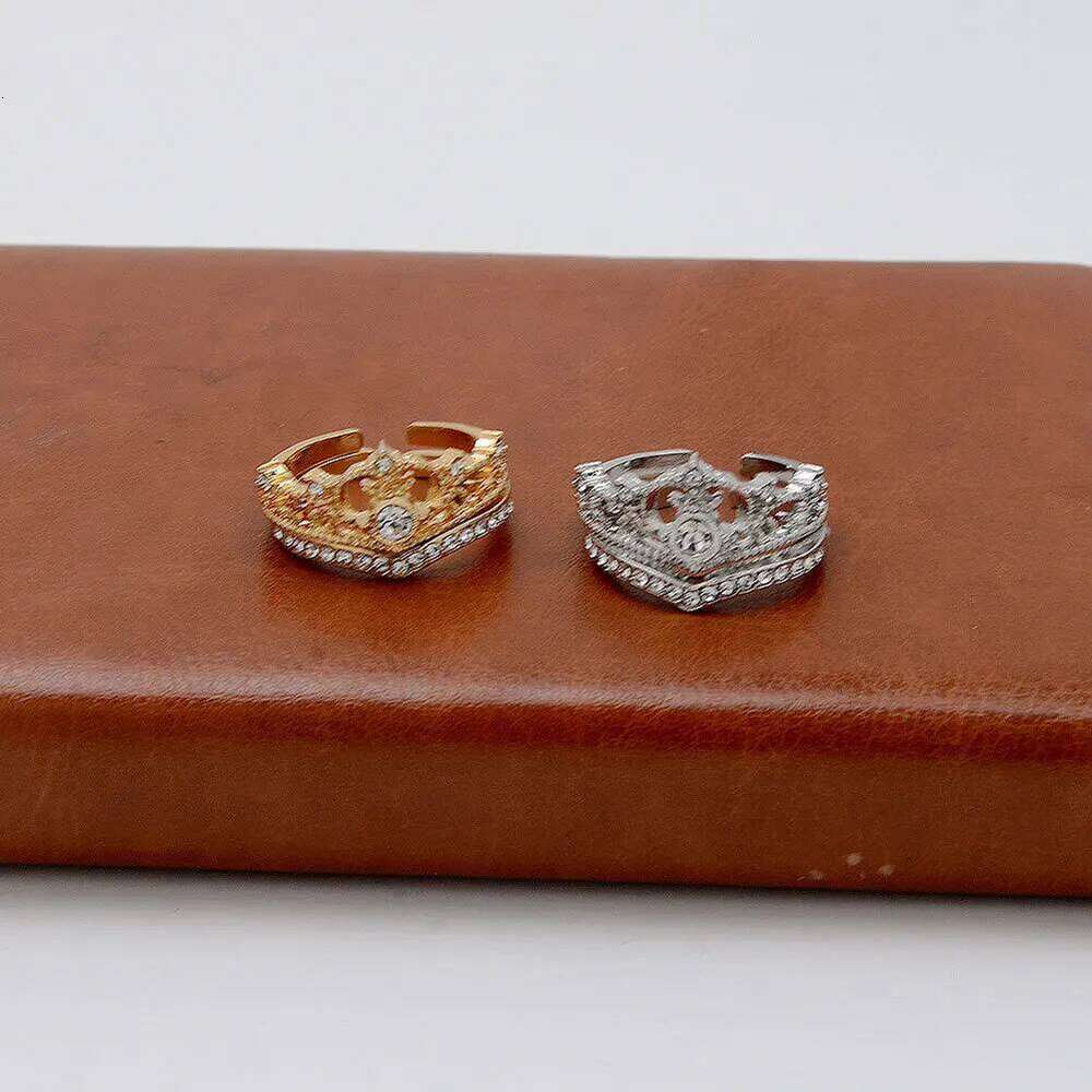 LATS 2PCS Crystal Crown Adjustable Ring Irregular Geometry Vintage Rings Set for Women Girls New Fashion Jewelry XJ260130