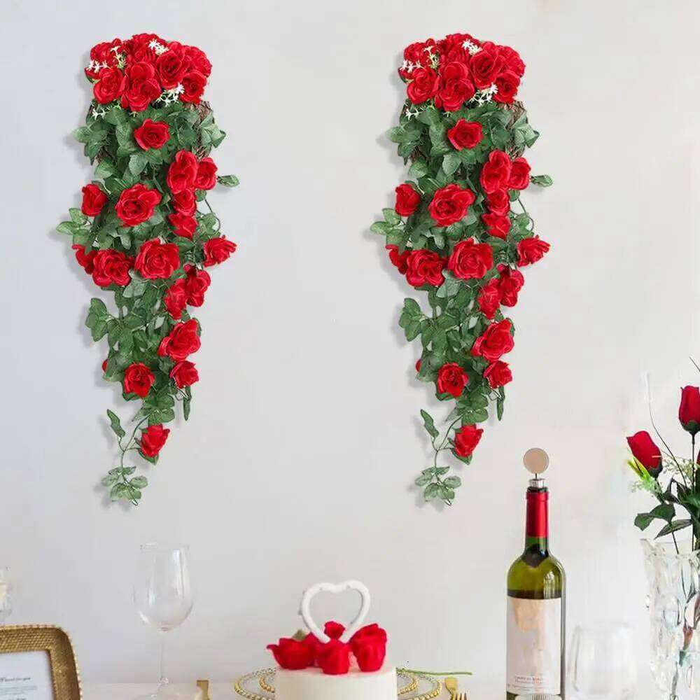 Plant Greenery Decor Artificial Rose Flower Vine Garland Faux Silk Floral Wall Hanging Wedding for Indoor Y260130