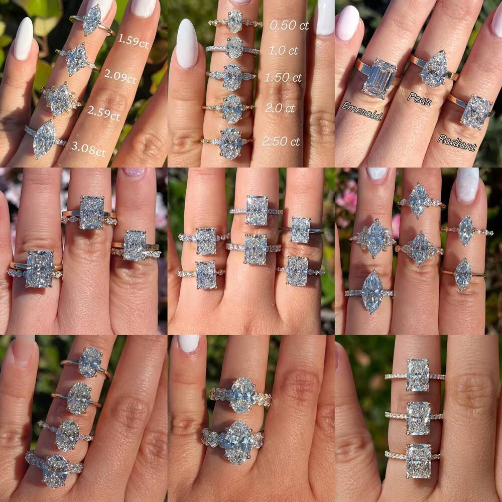 Wholesale GRA Certified Oval Cut D VVS1 Moissanite Ring 14k 18k Solid Gold Engagement Wedding Solitaire Rings for Women