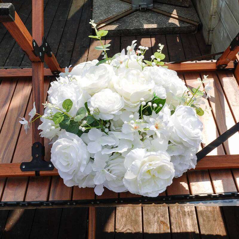30/40cm White Baby Breath Rose green leaf Artificial Flower Ball Wedding Table Centerpiece Deco Floral Event Party Prop Y260130