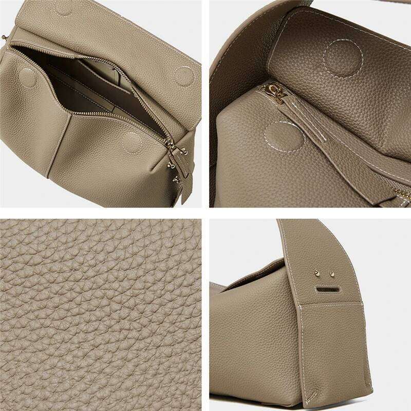 Burminsa Cowhide Genuine Leather Tote Handbags For Women New 2025 Luxury Designer Minimalist Hobo Ladies Shoulder Crossbody Bags