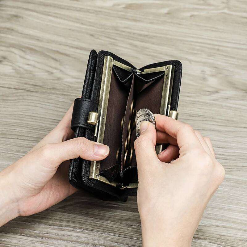 CONTACT'S RFID Genuine Leather Women's wallets Metal Frame Coin Purses Luxury Women Card Holders Z260130