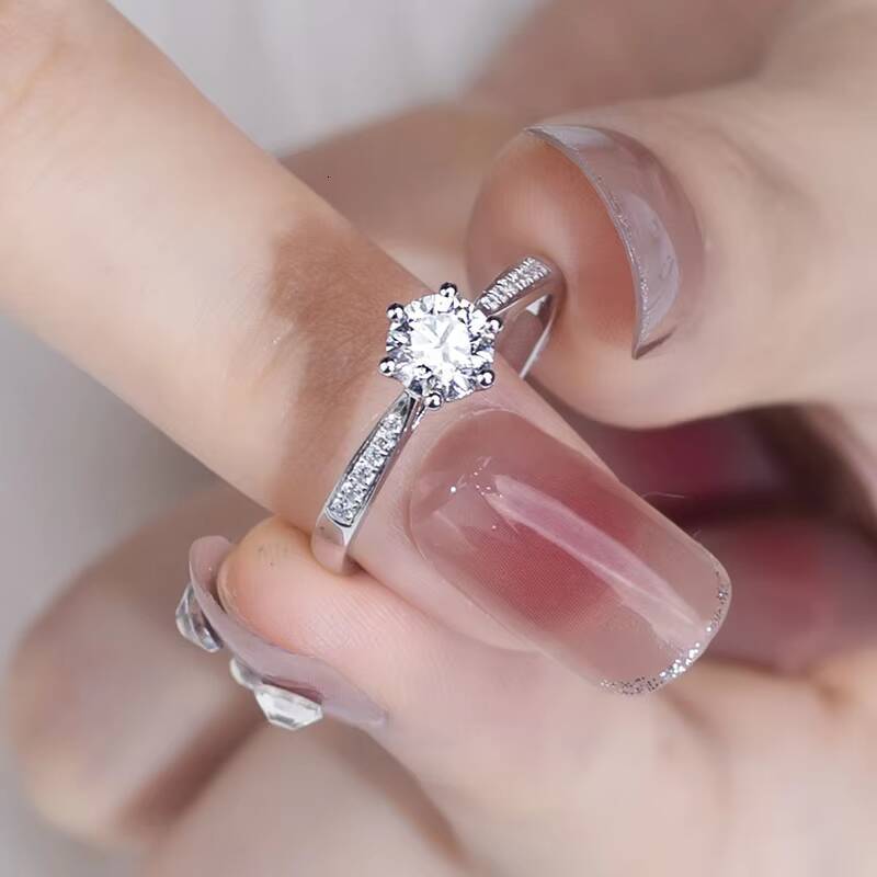 MSR-856 Wholesale Trendy Jewelry 18K Gold Custom Rings Girl Love Ring Jewelry for Women Round Cut Lab Grown Diamond Ring