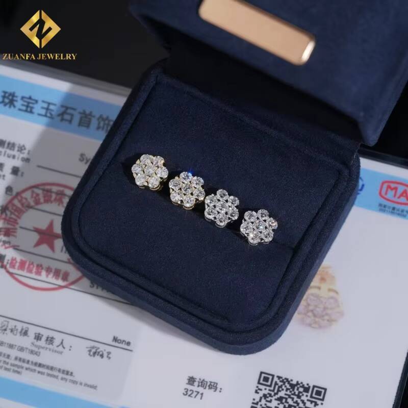 Hot Sale Classic Diamond Earrings for Women Solid Gold Hip Hop Style VVS 6mm 65mm 95mm 10mm 105mm Men Past Diamond Test GRA