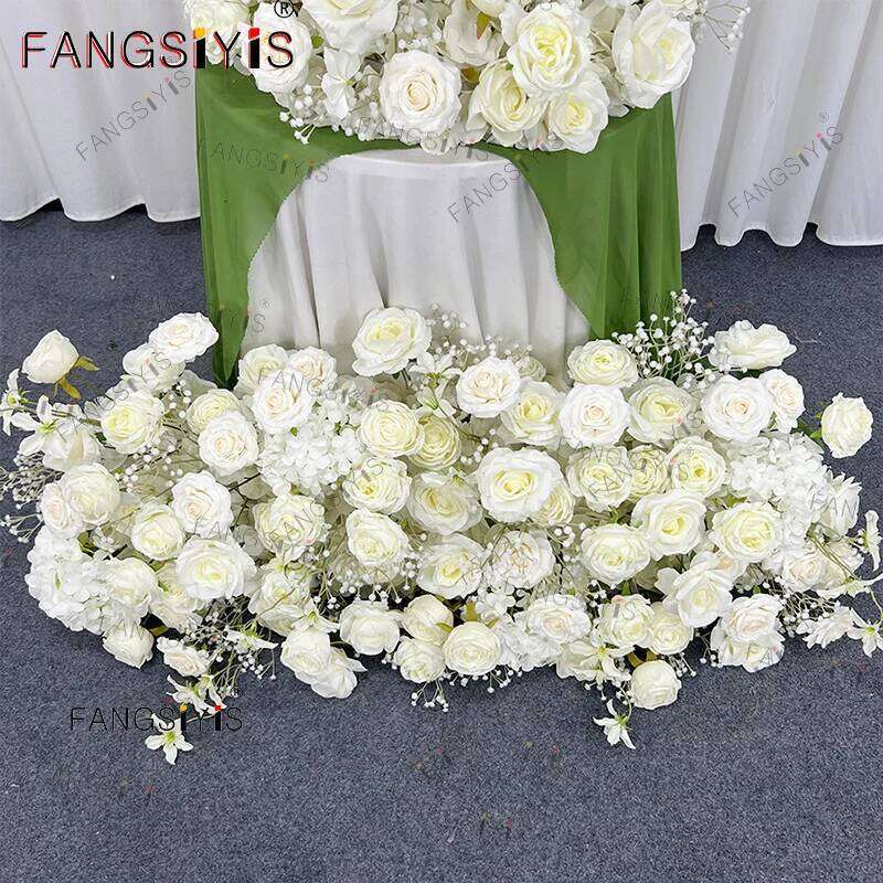 Artificial Rose BabyBreathing Fower Wedding Prop Decor Arch Arrangement Dining Table Runner Row Road Leading Flower Ball W260130