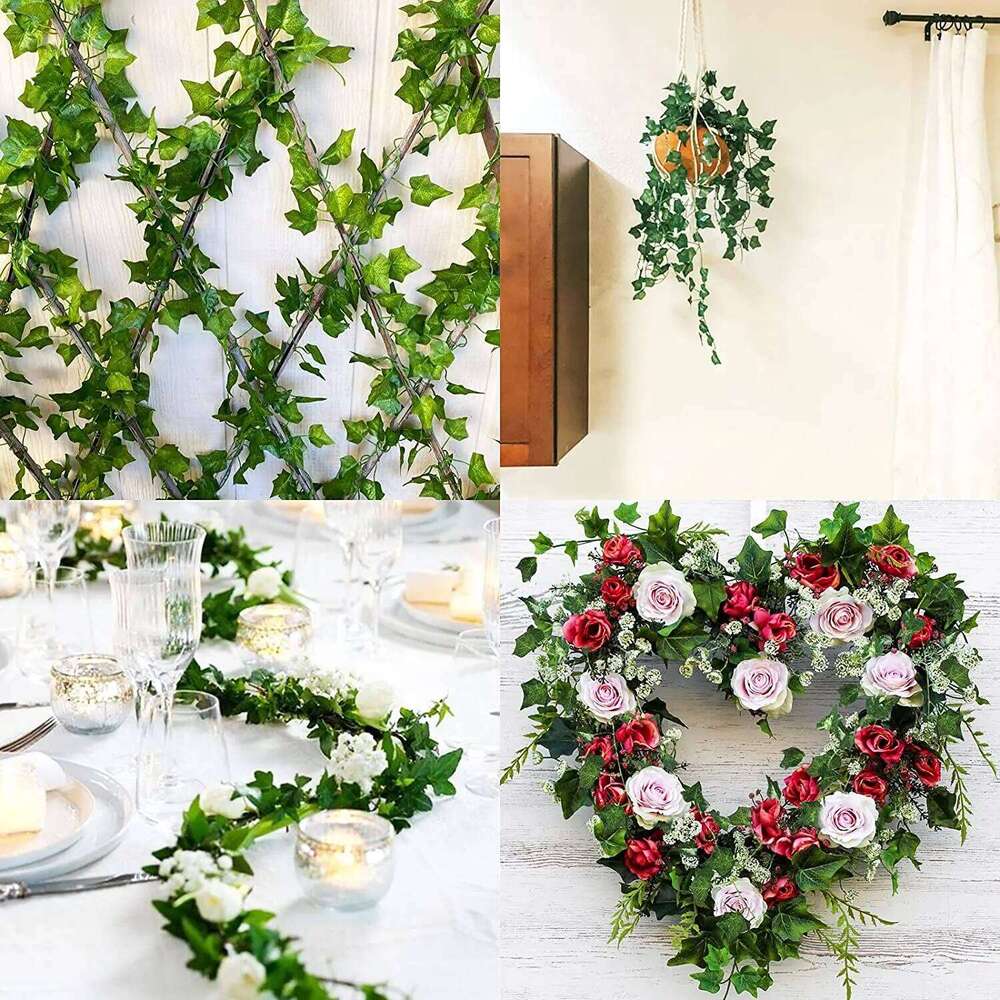 High-quality Artificial Ivy Leaf Plants Vine Hanging Garland Fake Foliage Flowers Home Kitchen Garden Office Wedding Wall Decor W260130