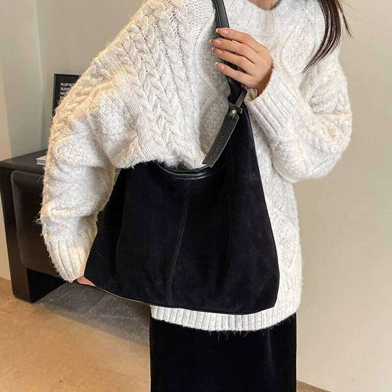 Women Suede Shoulder Bag with Zipper Large Capacity Handbag Slouchy 2025 Trendy Commuter Travel Purses and Handbags Z260130