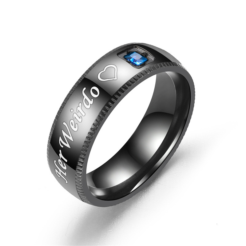 Fashion New Style Diamond-Encrusted Embossed His Crazy Her Weirdo Couple Rings