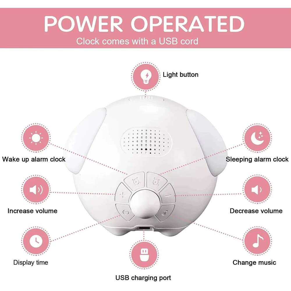 Kids Digital with Cute Expression Snooze Feature Voice Control LED Light Child-Friendly Intelligence Alarm Clock W260130