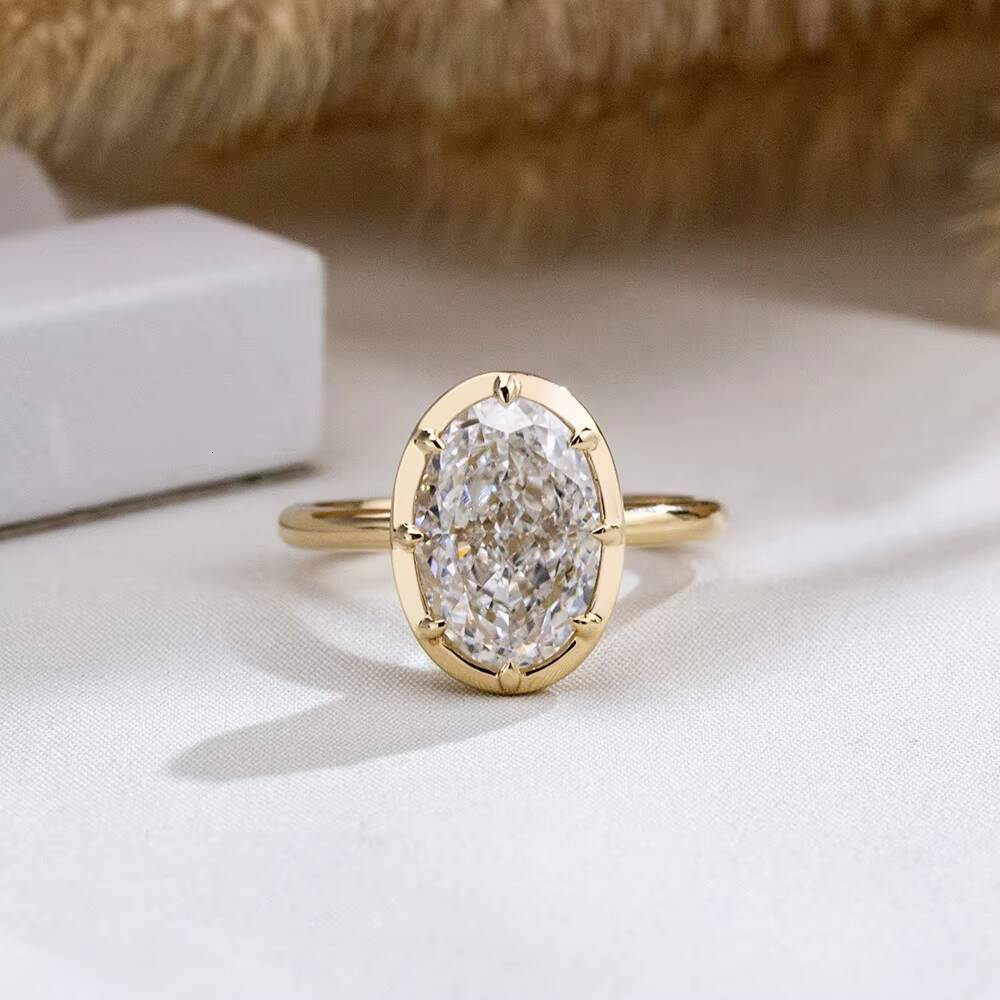 MSR-2014 Fashion Engagement Ring 18k Gold Solitaire Ring Oval Cut 32ct D VS1 Lab Grown Diamond Ring