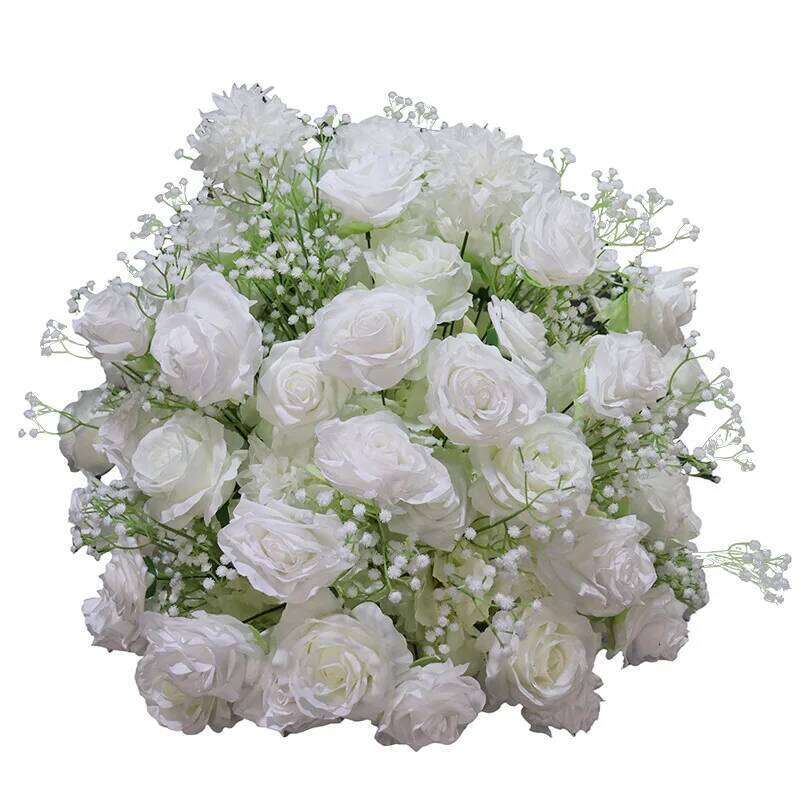 Luxury Babys breath White Rose Wedding 5D Floral Runner Arrangement Event Table Centerpieces Ball Fabric Gypsophila Flower Wall Y260130