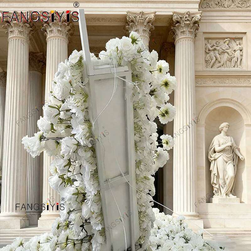 5D Rose flower Cherry blossom Arrangement Flowers Row Wedding Backdrop Arch KT Board Decor Sofa Table Runner Banquet Event Props Y260130