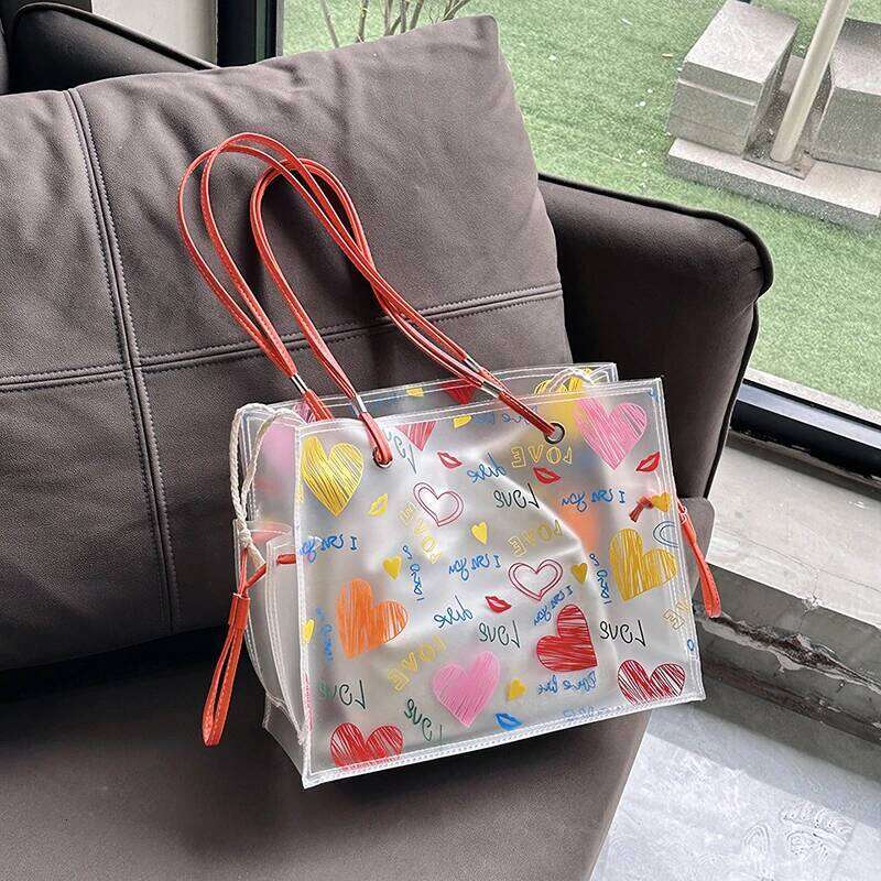 2-IN-1 Shoulder Sets For Women 2023 Summer Beach Tote Bag PVC Transparent Jelly Handbags Female Large Capacity Shopper Totes Z260130