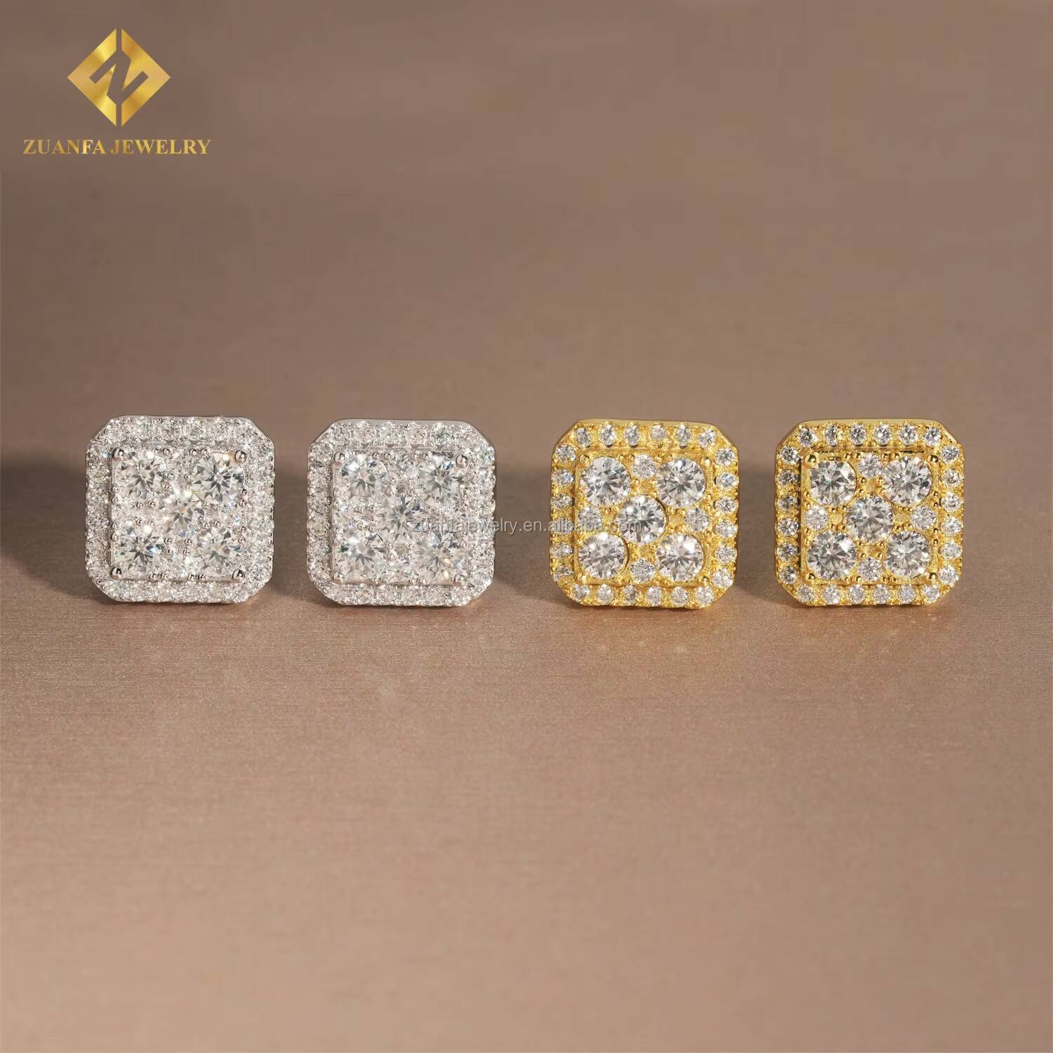 Stylish Cheap Price High Quality Bulk Stock Hip Hop Rapper Jewelry 925 Sterling Silver VVS1 Moissanite Stud Earring Screw Back