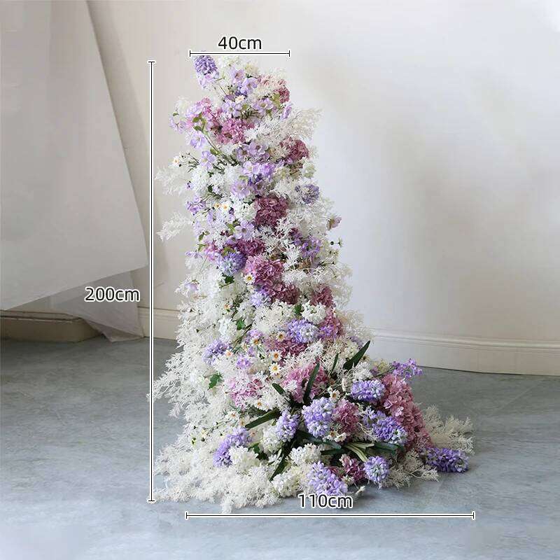 2M purple Rose 5D Wedding Backdrop Arch KT Board Decor Floral White Baby Breath Arrangement Table Runner Flower Event Party Prop Y260130