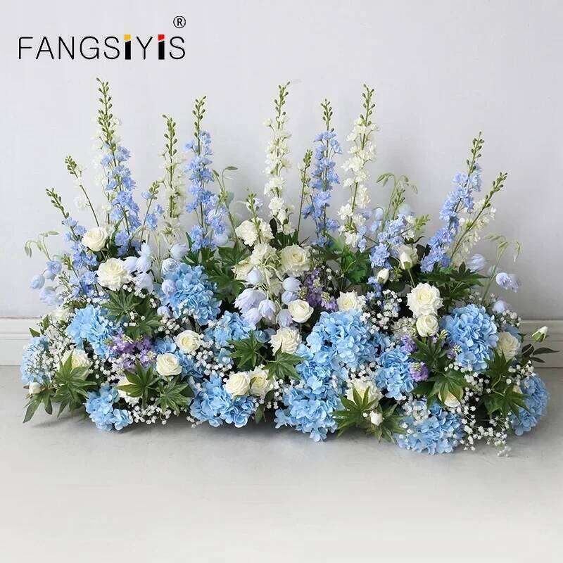 2m Rose Delphinium Flower Row Wedding Artificial Table Floral Commercial Plaza Partition Hotel Scene Layout Floor Flowers Decor Y260130