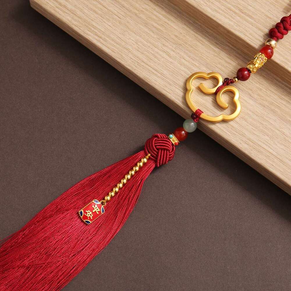 New Retro Pendant Ancient Gold-Plated Chinese Style Inner Hanging Ornament Alloy Peace Lock Car Rearview Mirror Decoration Wholesale